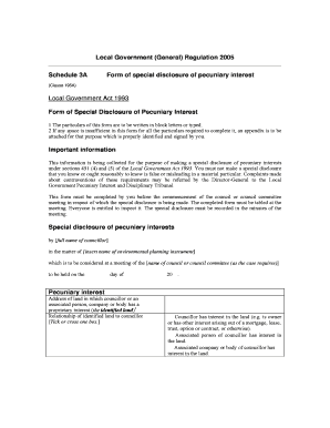 Special Disclosure of Pecuniary Interest Form