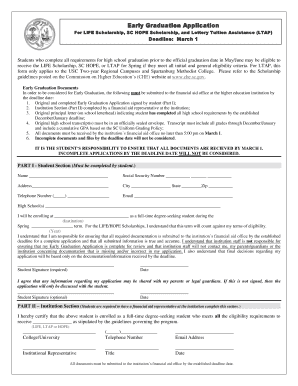 Early Graduation Application for SC Scholarships