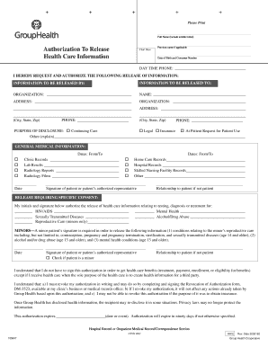 Healthcare Information Release Authorization