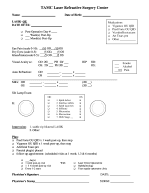 LASIK Post-Operative Care Form