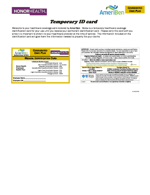 AmeriBen Temporary Healthcare ID Card
