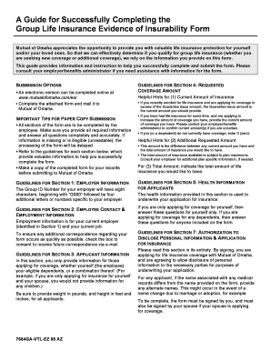 Group Life Insurance Evidence of Insurability Form