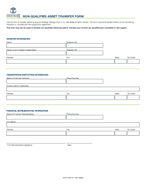 Non-Qualified Asset Transfer Form