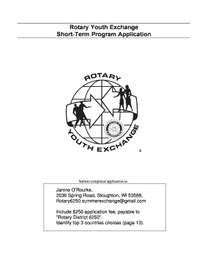 Rotary Youth Exchange Short-Term Program Application
