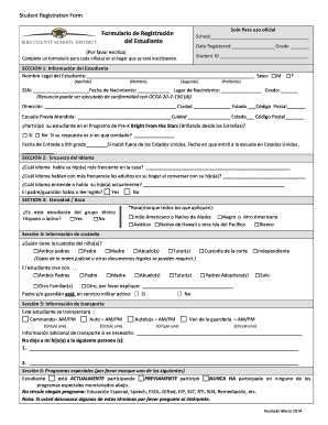 Formulario de Registración del Estudiante