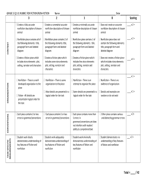 Grade 3 Fiction/Non-Fiction Rubric