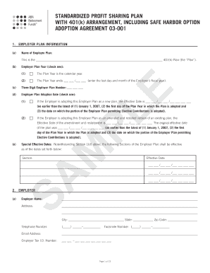 Standardized Profit Sharing Plan with 401(k) Arrangement