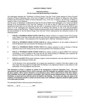 Harvest Energy Trust Proxy Form