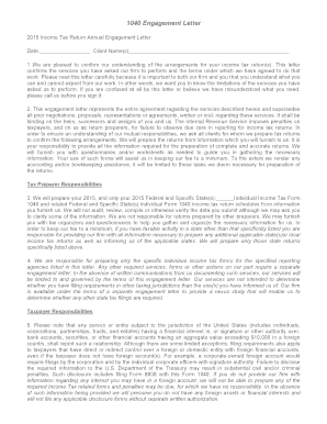 2015 Income Tax Return Engagement Letter