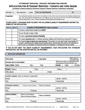 Application for Attendant Services