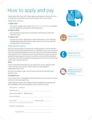 Independence Blue Cross Dental and Vision Application Form