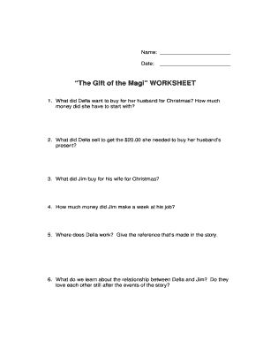 The Gift of the Magi Worksheet