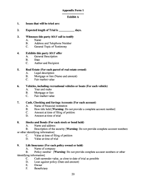 Exhibit A Trial Preparation Form