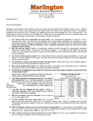 Free and Reduced Price School Meals Application