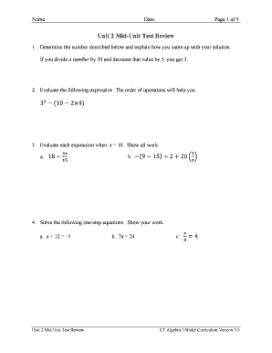 Unit 2 Mid-Unit Test Review