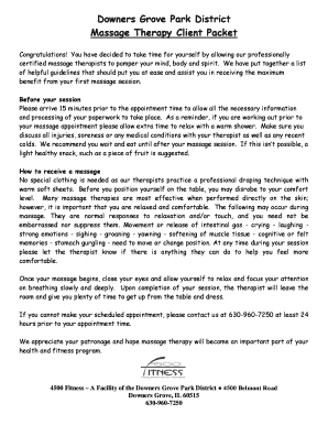 Massage Therapy Client Packet