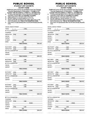 Student Art Exhibit Entry Form