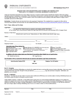 IRS Substitute Form W-9