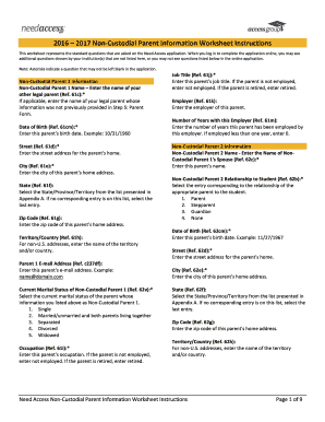 Non-Custodial Parent Information Worksheet