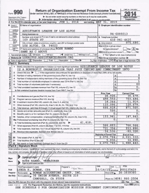Form 990 Tax Exempt Organization Return