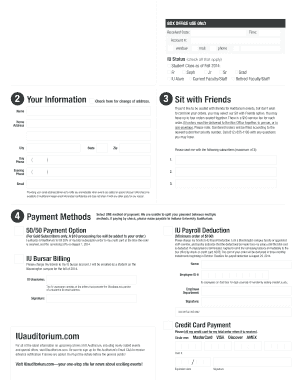 IU Auditorium Season Order Form