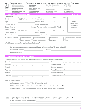 Independent Schools Admission Application