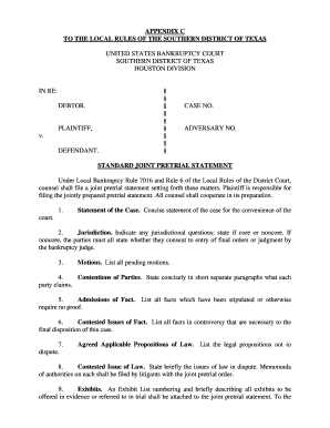 Standard Joint Pretrial Statement