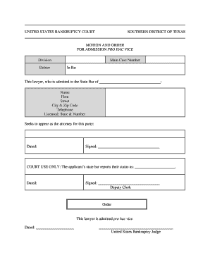 Motion and Order for Admission Pro Hac Vice
