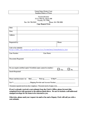 US District Court Copy Request Form
