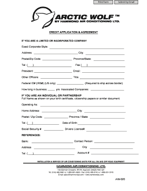 Credit Application & Agreement