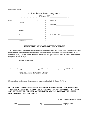 Summons in Adversary Proceeding