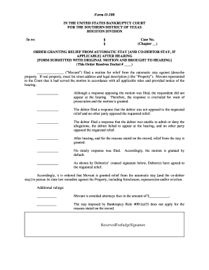 Order Granting Relief from Automatic Stay