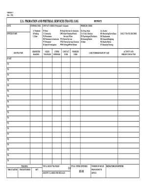 US Probation and Pretrial Services Travel Log