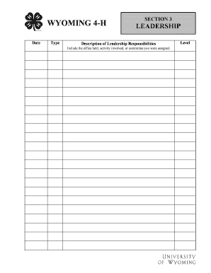 Wyoming 4-H Leadership Form