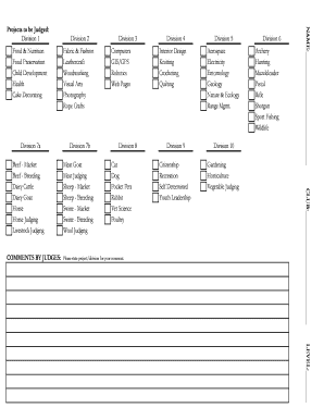 4-H Project Judging Form