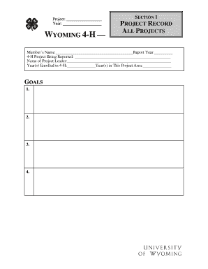 Wyoming 4-H Project Record