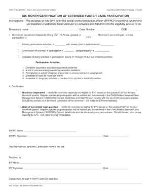 California Extended Foster Care Certification Form