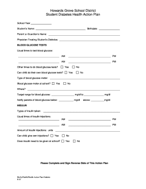 Student Diabetes Health Action Plan