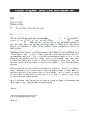 Response to Request to Care for Covered Servicemember Letter