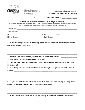 Northwest Clean Air Agency Formal Complaint Form