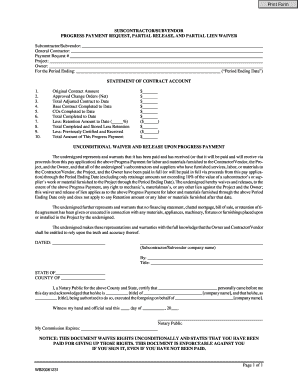 Subcontractor Progress Payment Request Form