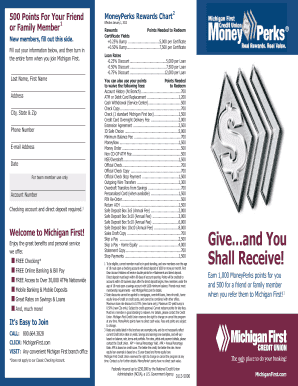Michigan First MoneyPerks Rewards Form