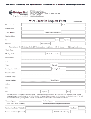 Wire Transfer Request Form