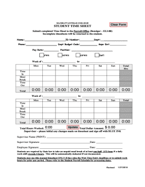 Timesheet jhu - Student Time Sheet - Manhattanville College