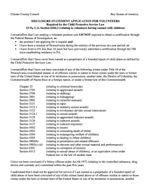 Disclosure Statement Application for Volunteers