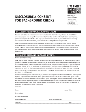 Disclosure and Consent for Background Checks