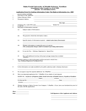 Right to Information Application Form
