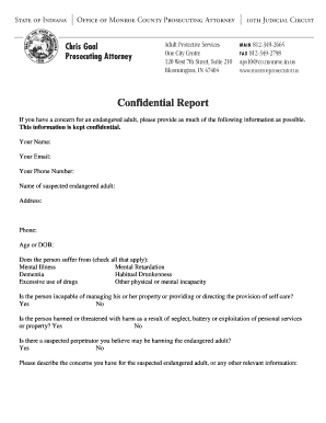 Confidential Endangered Adult Report Form