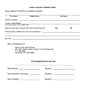 Email Account Request Form