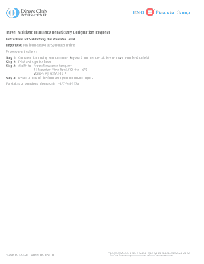 Diners Club Travel Accident Insurance Beneficiary Designation